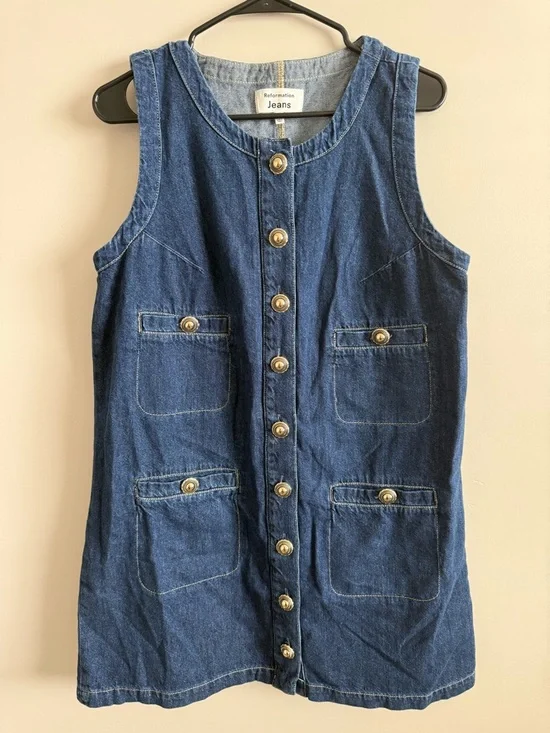 Reformation Tropez Denim Mini Dress Salinas Wash Size 10 - $218 - Picture 2 of 7